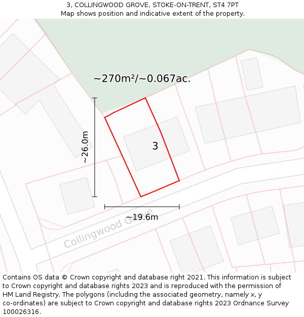 3, COLLINGWOOD GROVE, STOKE-ON-TRENT, ST4 7PT: Plot and title map