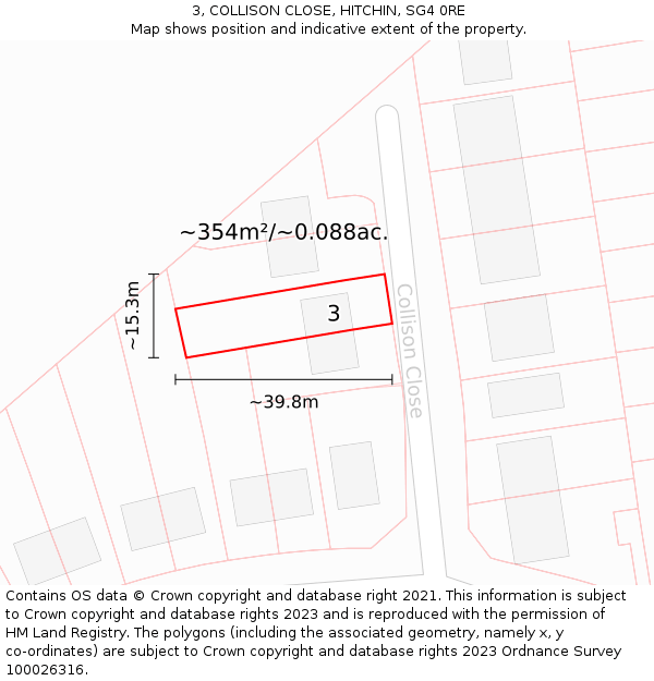 3, COLLISON CLOSE, HITCHIN, SG4 0RE: Plot and title map