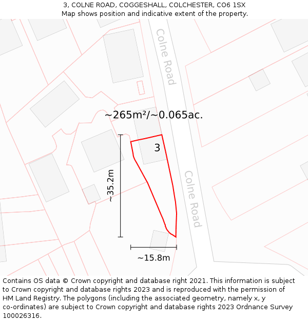 3, COLNE ROAD, COGGESHALL, COLCHESTER, CO6 1SX: Plot and title map