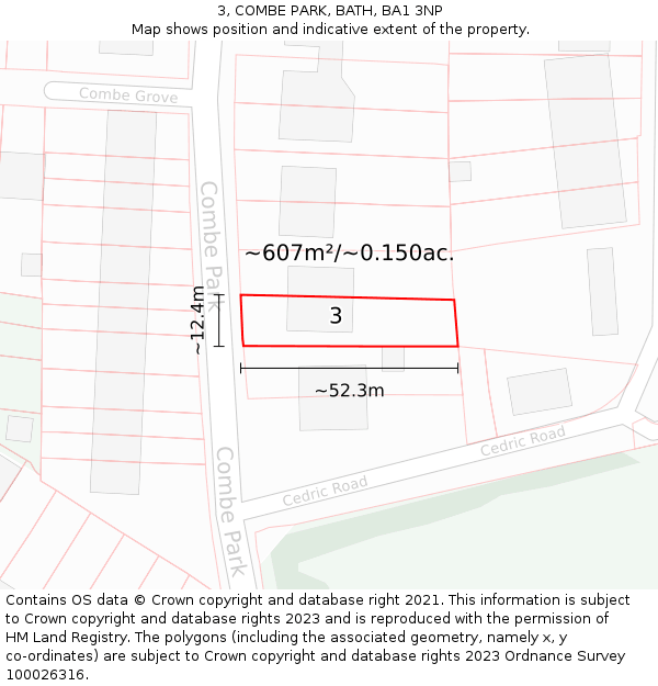 3, COMBE PARK, BATH, BA1 3NP: Plot and title map