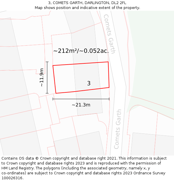3, COMETS GARTH, DARLINGTON, DL2 2FL: Plot and title map