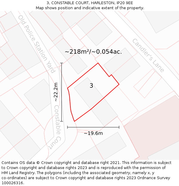 3, CONSTABLE COURT, HARLESTON, IP20 9EE: Plot and title map