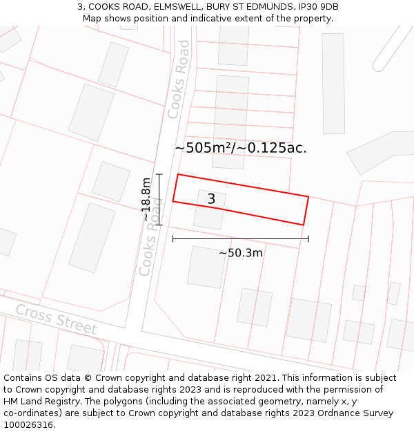 3, COOKS ROAD, ELMSWELL, BURY ST EDMUNDS, IP30 9DB: Plot and title map