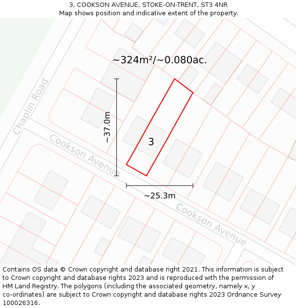 3, COOKSON AVENUE, STOKE-ON-TRENT, ST3 4NR: Plot and title map