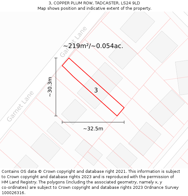 3, COPPER PLUM ROW, TADCASTER, LS24 9LD: Plot and title map