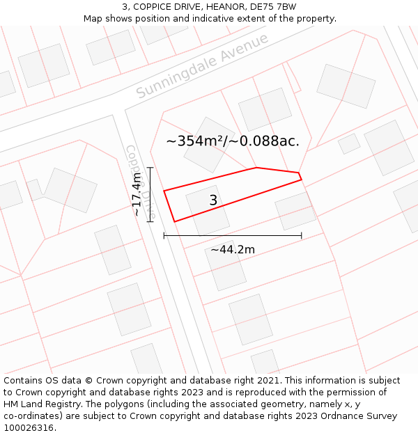3, COPPICE DRIVE, HEANOR, DE75 7BW: Plot and title map