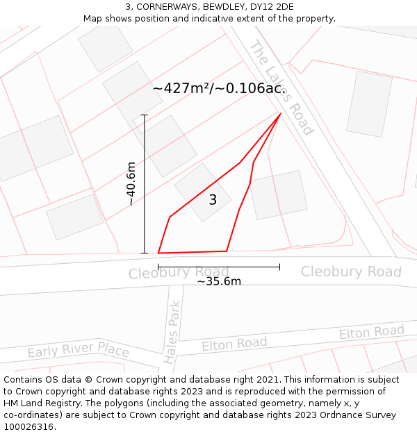 3, CORNERWAYS, BEWDLEY, DY12 2DE: Plot and title map