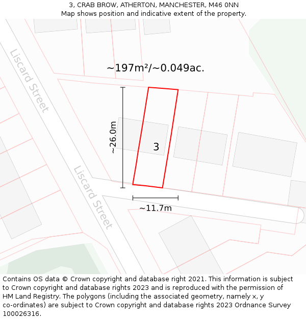 3, CRAB BROW, ATHERTON, MANCHESTER, M46 0NN: Plot and title map