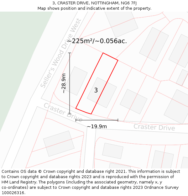 3, CRASTER DRIVE, NOTTINGHAM, NG6 7FJ: Plot and title map