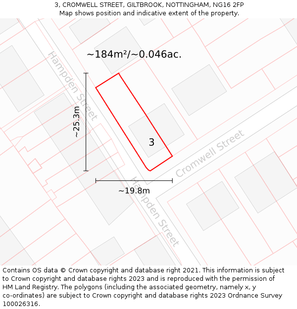 3, CROMWELL STREET, GILTBROOK, NOTTINGHAM, NG16 2FP: Plot and title map