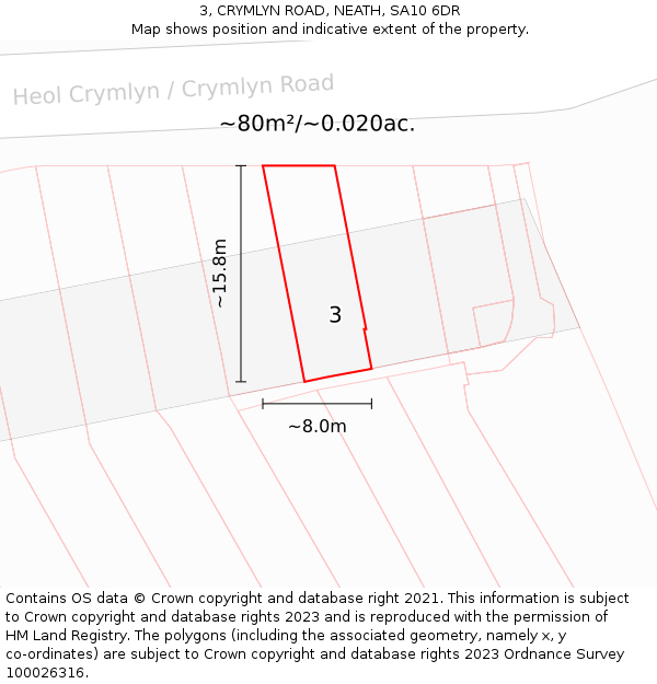 3, CRYMLYN ROAD, NEATH, SA10 6DR: Plot and title map