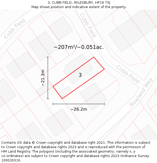 3, CUBB FIELD, AYLESBURY, HP19 7SJ: Plot and title map