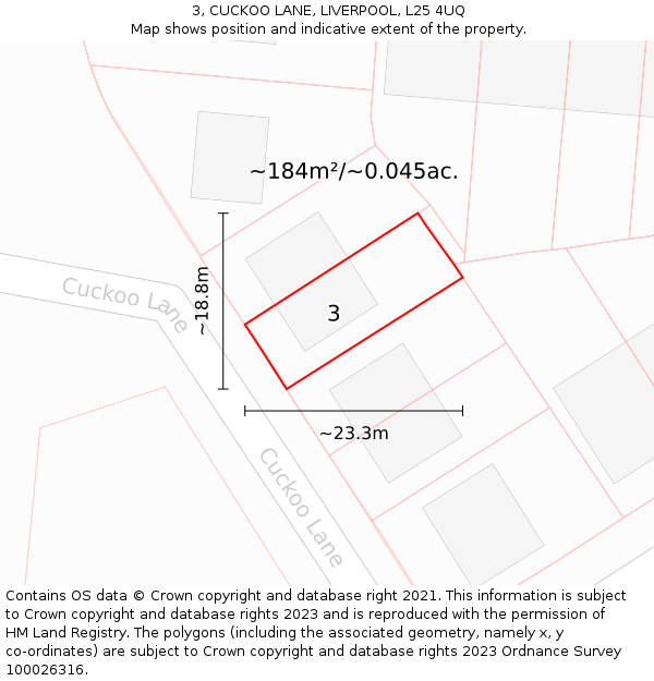 3, CUCKOO LANE, LIVERPOOL, L25 4UQ: Plot and title map