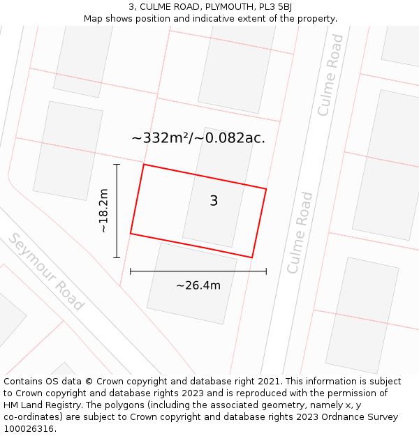 3, CULME ROAD, PLYMOUTH, PL3 5BJ: Plot and title map