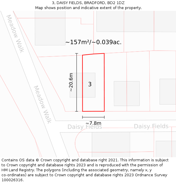 3, DAISY FIELDS, BRADFORD, BD2 1DZ: Plot and title map