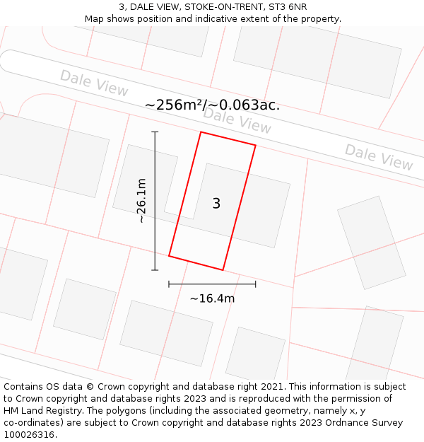 3, DALE VIEW, STOKE-ON-TRENT, ST3 6NR: Plot and title map