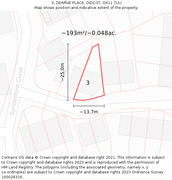 3, DEARNE PLACE, DIDCOT, OX11 7UU: Plot and title map