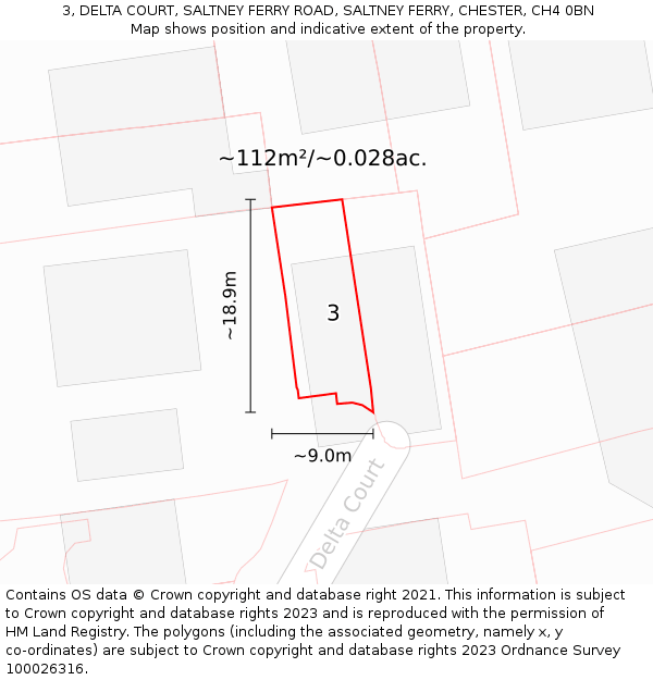 3, DELTA COURT, SALTNEY FERRY ROAD, SALTNEY FERRY, CHESTER, CH4 0BN: Plot and title map