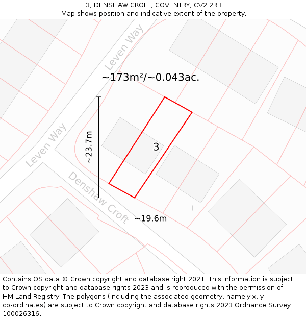 3, DENSHAW CROFT, COVENTRY, CV2 2RB: Plot and title map