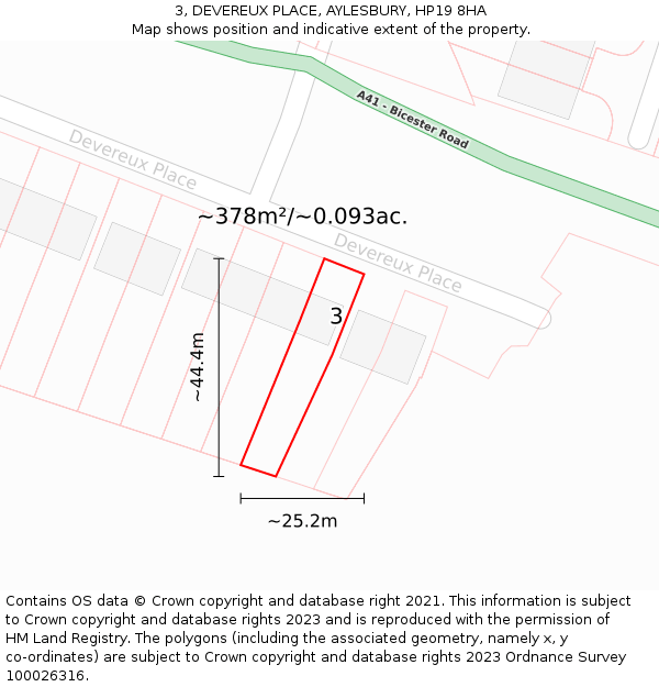 3, DEVEREUX PLACE, AYLESBURY, HP19 8HA: Plot and title map