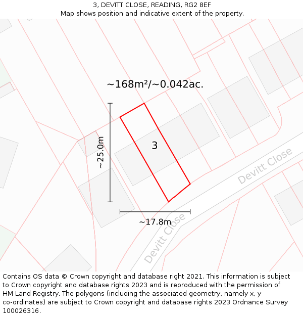 3, DEVITT CLOSE, READING, RG2 8EF: Plot and title map