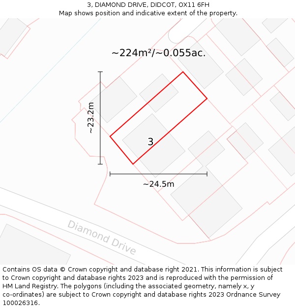 3, DIAMOND DRIVE, DIDCOT, OX11 6FH: Plot and title map