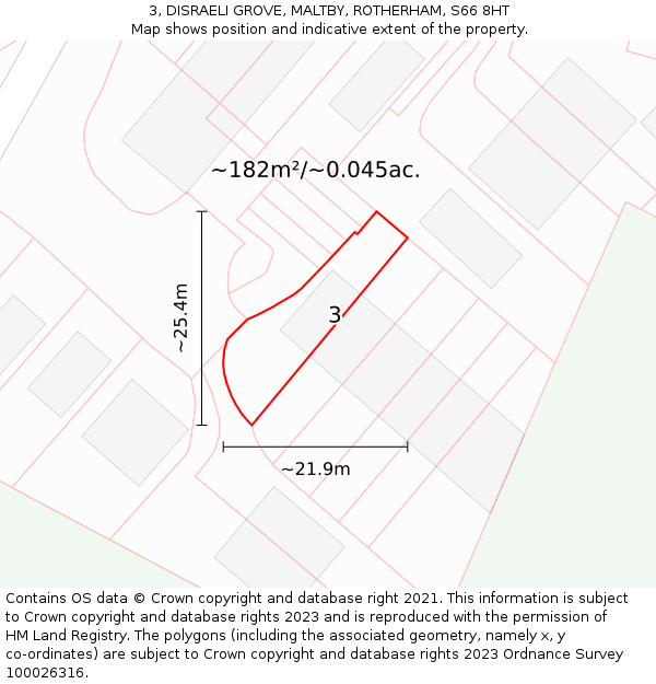 3, DISRAELI GROVE, MALTBY, ROTHERHAM, S66 8HT: Plot and title map