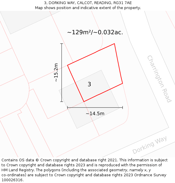 3, DORKING WAY, CALCOT, READING, RG31 7AE: Plot and title map