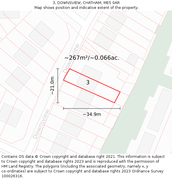 3, DOWNSVIEW, CHATHAM, ME5 0AR: Plot and title map