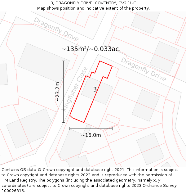 3, DRAGONFLY DRIVE, COVENTRY, CV2 1UG: Plot and title map
