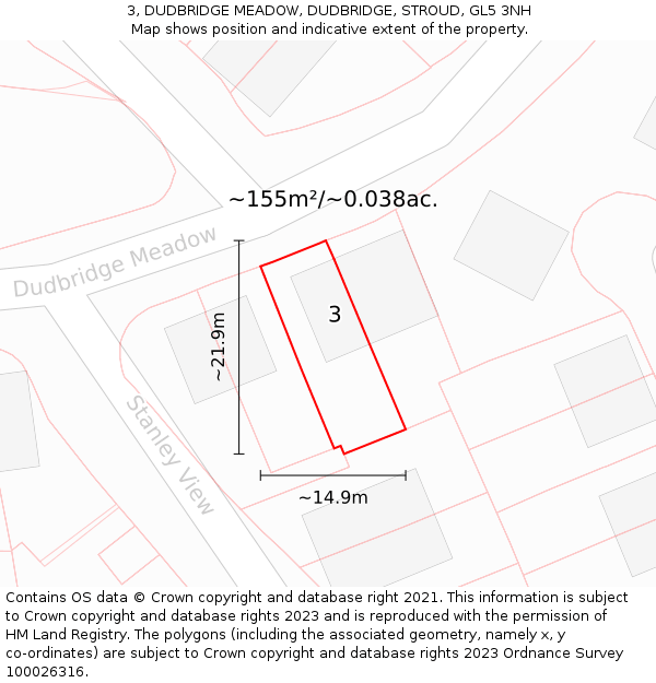 3, DUDBRIDGE MEADOW, DUDBRIDGE, STROUD, GL5 3NH: Plot and title map