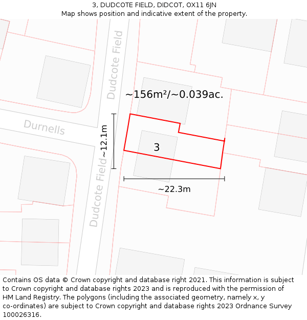3, DUDCOTE FIELD, DIDCOT, OX11 6JN: Plot and title map