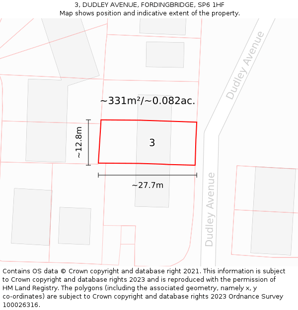 3, DUDLEY AVENUE, FORDINGBRIDGE, SP6 1HF: Plot and title map