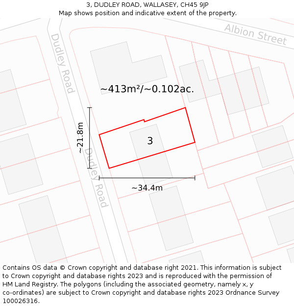 3, DUDLEY ROAD, WALLASEY, CH45 9JP: Plot and title map