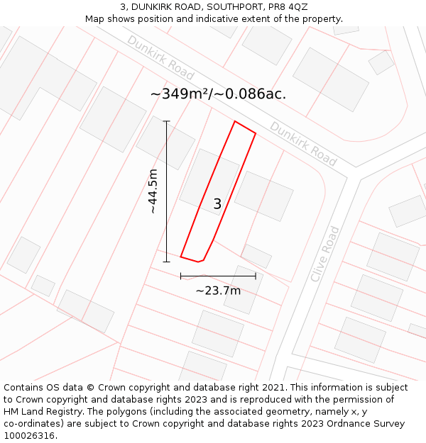 3, DUNKIRK ROAD, SOUTHPORT, PR8 4QZ: Plot and title map