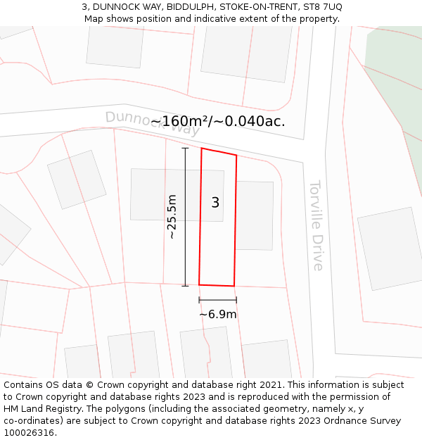 3, DUNNOCK WAY, BIDDULPH, STOKE-ON-TRENT, ST8 7UQ: Plot and title map