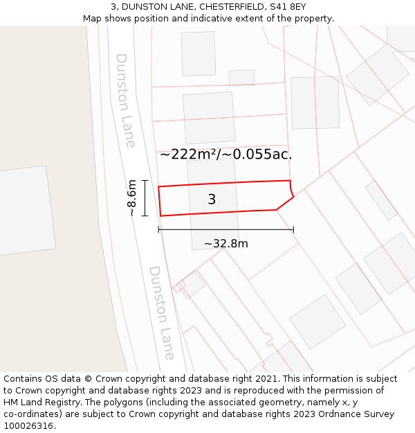 3, DUNSTON LANE, CHESTERFIELD, S41 8EY: Plot and title map