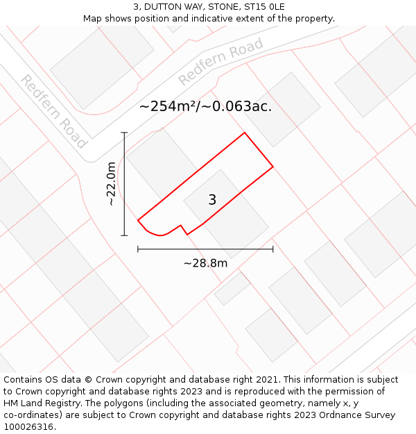 3, DUTTON WAY, STONE, ST15 0LE: Plot and title map