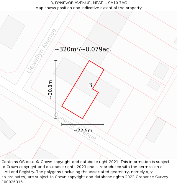 3, DYNEVOR AVENUE, NEATH, SA10 7AG: Plot and title map