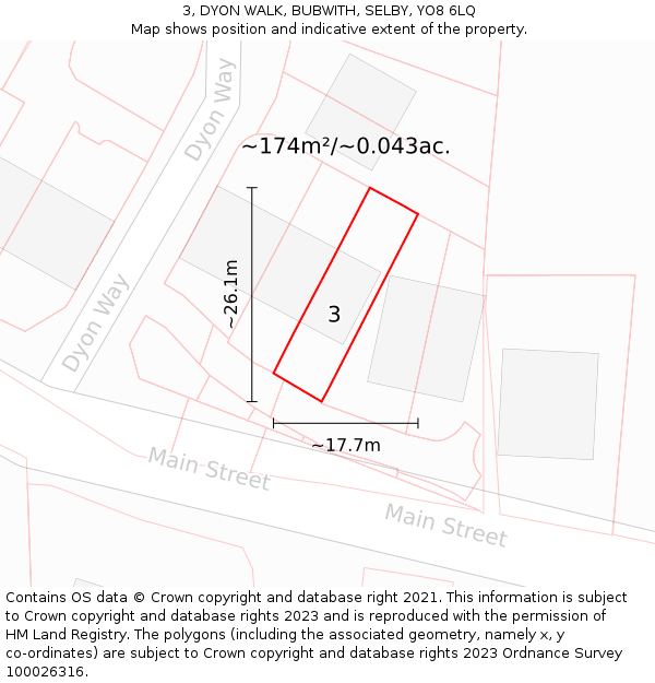 3, DYON WALK, BUBWITH, SELBY, YO8 6LQ: Plot and title map