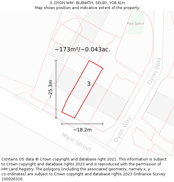 3, DYON WAY, BUBWITH, SELBY, YO8 6LH: Plot and title map