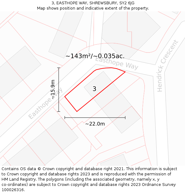 3, EASTHOPE WAY, SHREWSBURY, SY2 6JG: Plot and title map