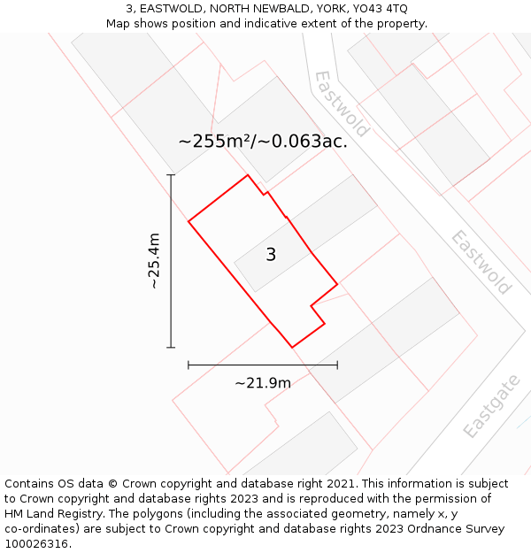 3, EASTWOLD, NORTH NEWBALD, YORK, YO43 4TQ: Plot and title map