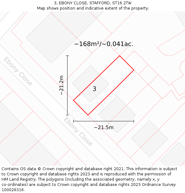 3, EBONY CLOSE, STAFFORD, ST16 2TW: Plot and title map
