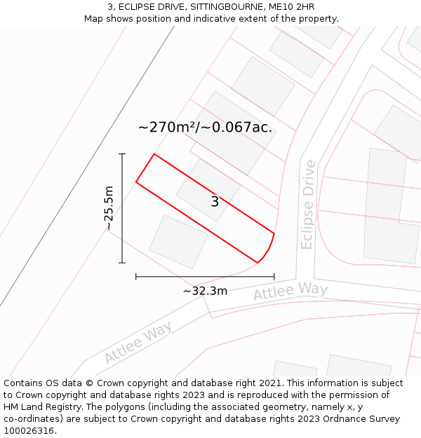 3, ECLIPSE DRIVE, SITTINGBOURNE, ME10 2HR: Plot and title map