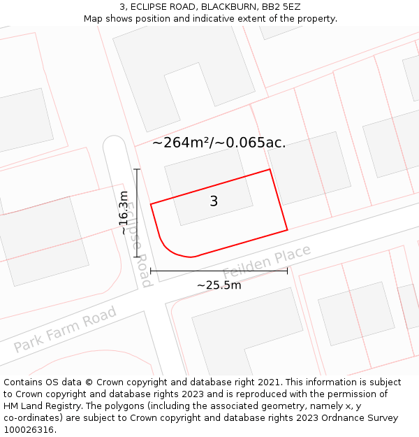 3, ECLIPSE ROAD, BLACKBURN, BB2 5EZ: Plot and title map