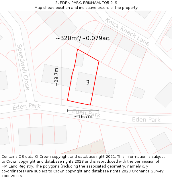3, EDEN PARK, BRIXHAM, TQ5 9LS: Plot and title map