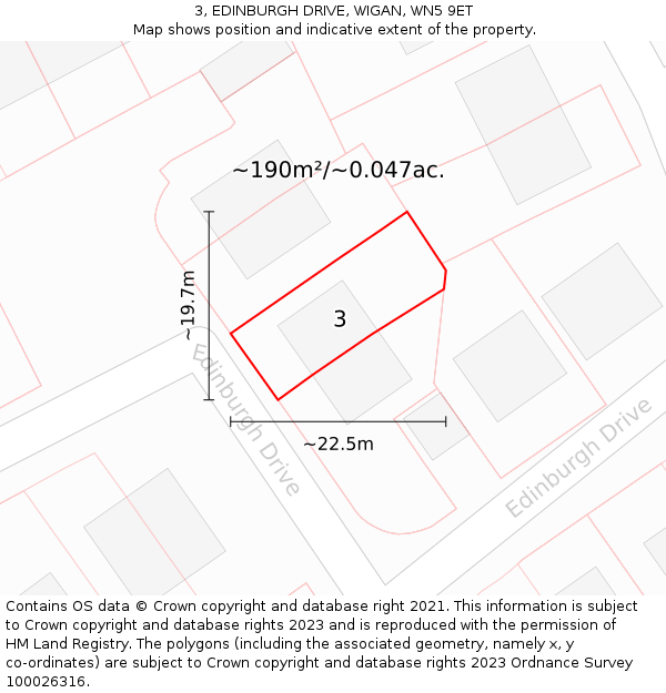 3, EDINBURGH DRIVE, WIGAN, WN5 9ET: Plot and title map