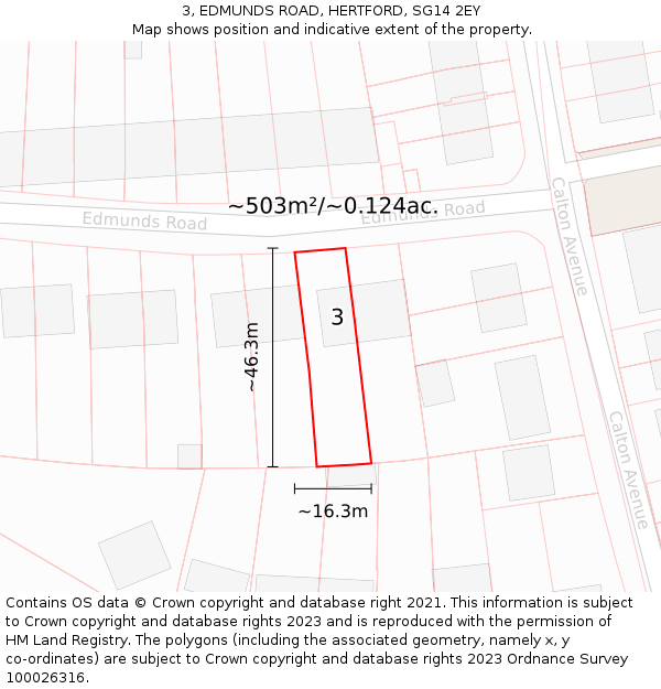 3, EDMUNDS ROAD, HERTFORD, SG14 2EY: Plot and title map