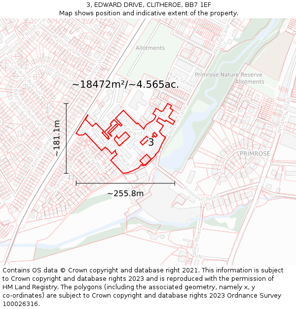 3, EDWARD DRIVE, CLITHEROE, BB7 1EF: Plot and title map